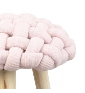 Pack 2 taburetes Trenza color rosa tejido crochet 46x36 cm
