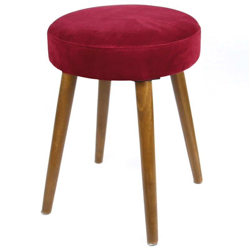 Pack 2 taburetes Velvet rojo patas madera 49x36 cm Pack 2 taburetes Velvet rojo patas madera 49x36 cm