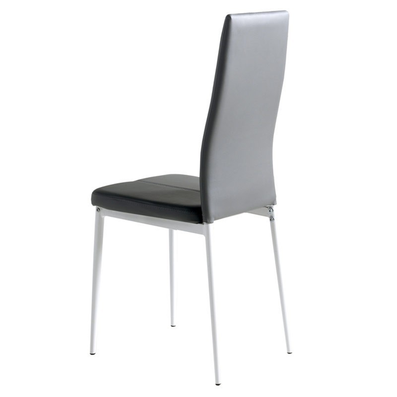 Silla De Comedor Sora Polipiel Gris Y Plata