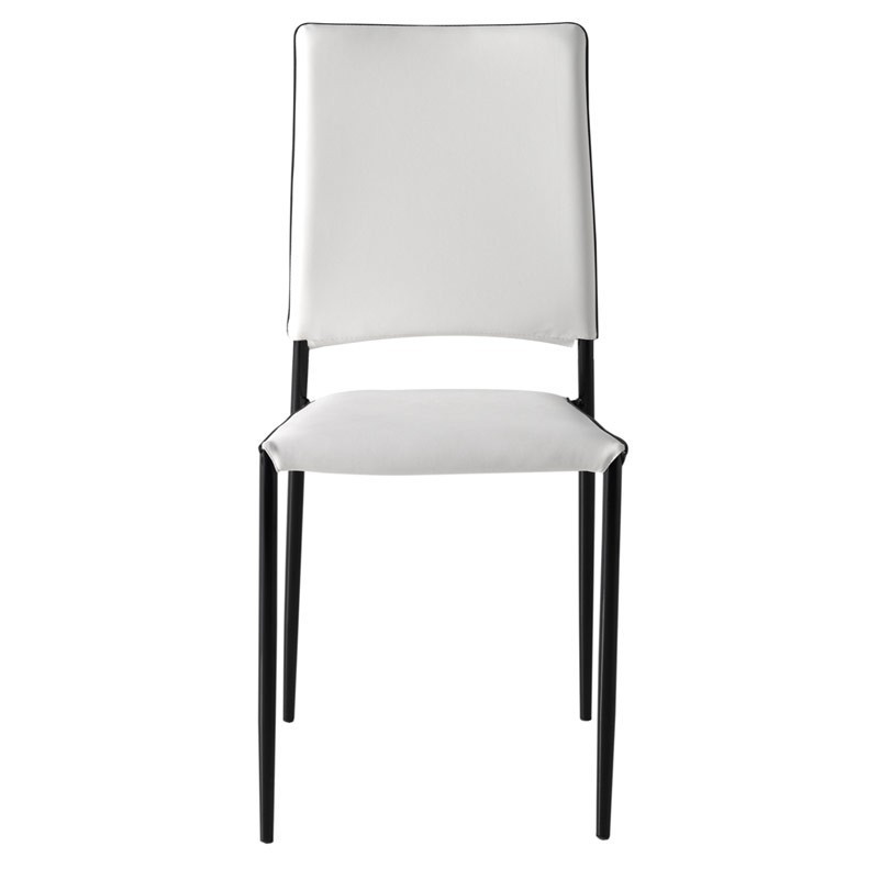 Silla Comedor Cocina Salón Color Blanco Negro Polipiel Metal 92x42x56