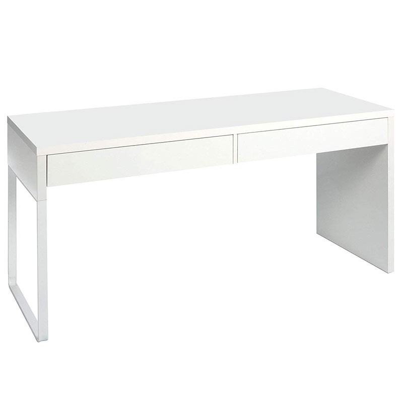 Mesa de escritorio Touch blanco con 2 cajones 138 cm
