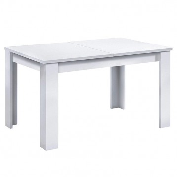 Mesa de comedor extensible blanco brillo 140-190 cm