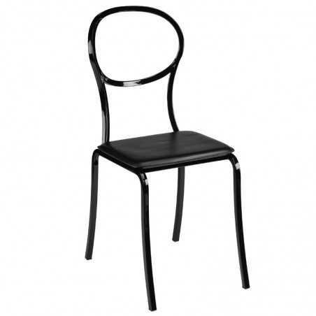 Silla Cocina Negra Retro Respaldo Circular Acero 92x52x40