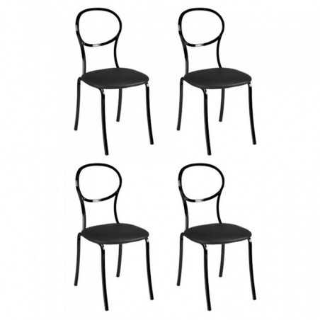 Silla Cocina Negra Retro Respaldo Circular Acero 92x52x40